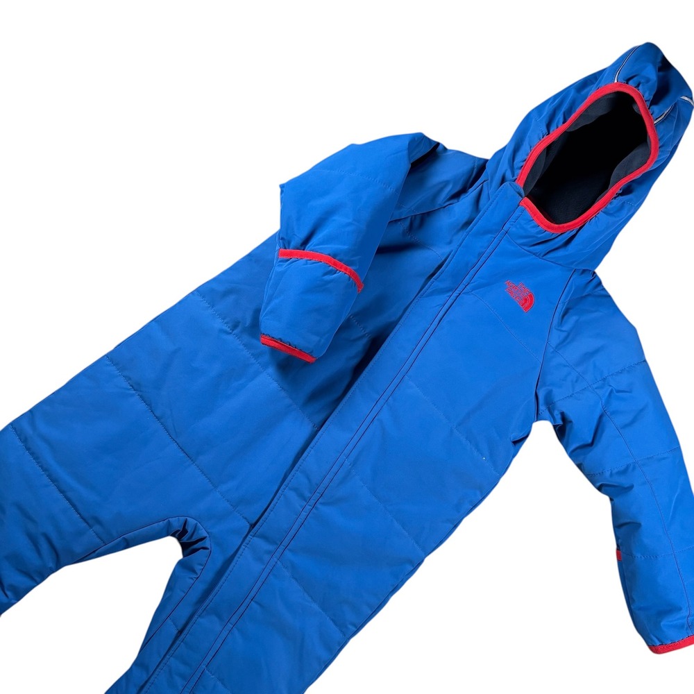 The North Face Infant Blue Insulated Snowsuit 18-24M Fleece Lined Zip Up Warm
